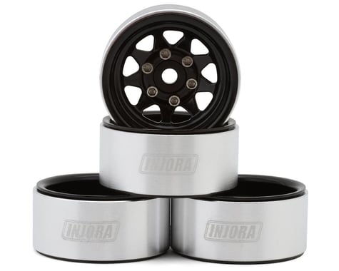 Injora 1.0" Deep Dish Stamped Steel Micro Rock Crawler Beadlock Wheels (15g ea) (Black) (4)