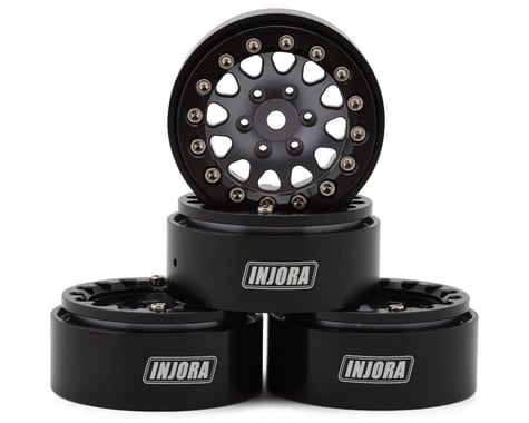 Injora 1.3" D-Slot Aluminum Micro Crawler Beadlock Wheels (27g ea) (Grey/Black) (4)