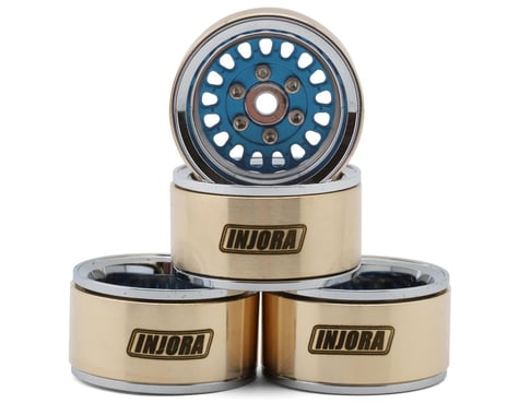 Injora 1.0" ModuWheel Brass & Aluminum Micro Crawler Beadlock Wheels (Blue) (4) (21g ea) (-4.4mm Offset)