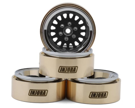 Injora 1.3" ModuWheel Brass & Aluminum Micro Crawler Beadlock Wheels (Black) (4) (40.5g ea) (-4.05mm Offset)