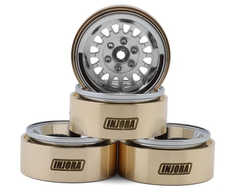 Injora 1.3" ModuWheel Brass & Aluminum Micro Crawler Beadlock Wheels (Silver) (4) (40.5g ea) (-4.05mm Offset)