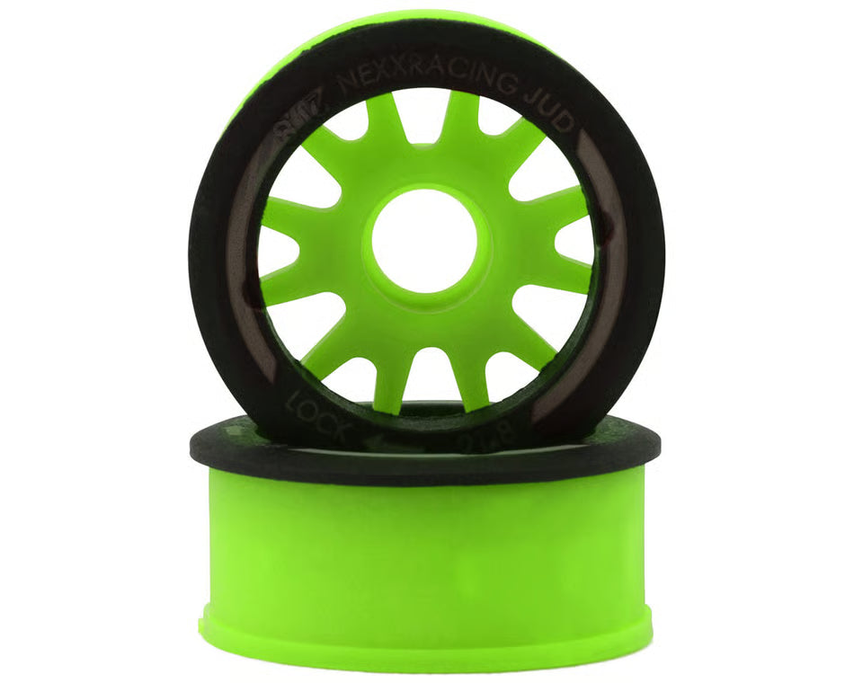 NEXX Racing Mini-Z RWD "JUD" EVO Front Threaded Side-Wall Carbon-Fiber Rims (-1mm Offset) (Green) (2)