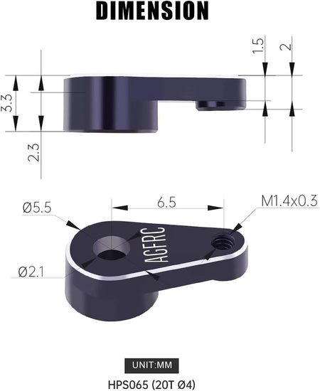 AGFRC Aluminum Servo Horn for A06CLS: 20T Spline