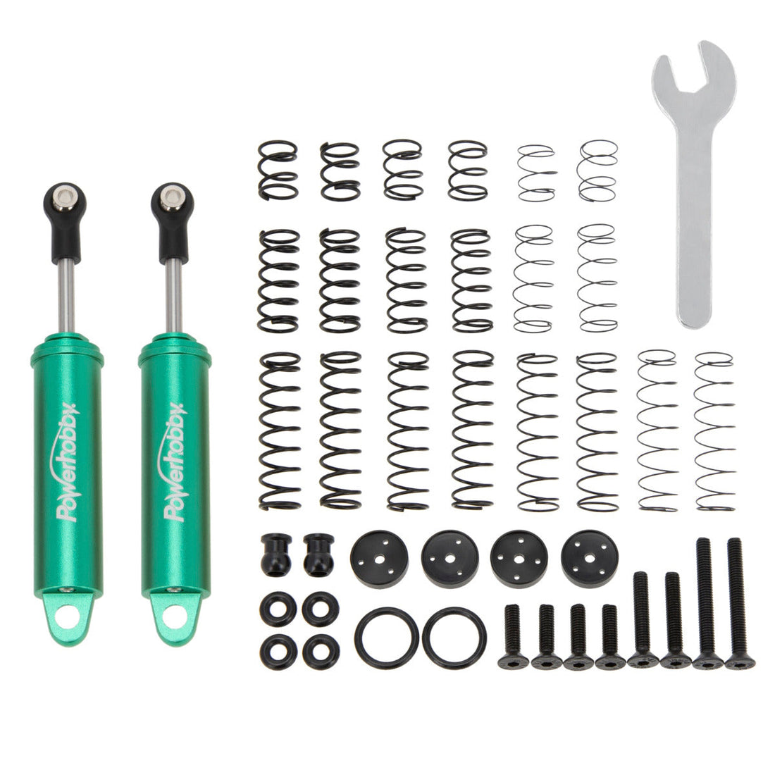 Powerhobby 90mm Promatics Two Stage Internal Spring Shocks (2) Green