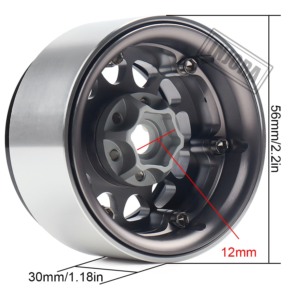 INJORA 4PCS 1.9" Aluminum Alloy Beadlock Wheel Rims for 1/10 RC Crawler