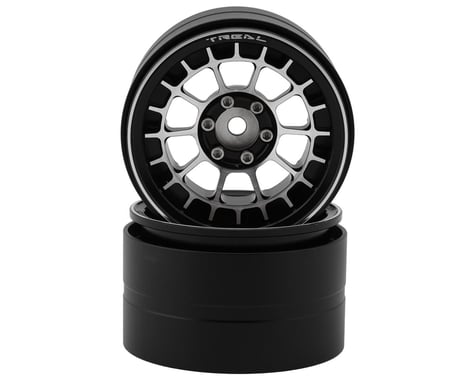 Treal Hobby 2.2" Type-A Aluminum 1/10 Rock Crawler Beadlock Wheels (Black) (2) (115g ea)