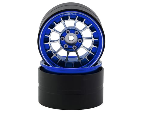 Treal Hobby 2.2" Type-A Aluminum 1/10 Rock Crawler Beadlock Wheels (Blue) (2) (115g ea)