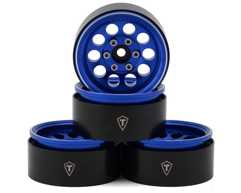 Treal Hobby 1.9" Type F 10-Hole Aluminum Crawler Beadlock Wheels (Blue) (4) (128.6g ea)
