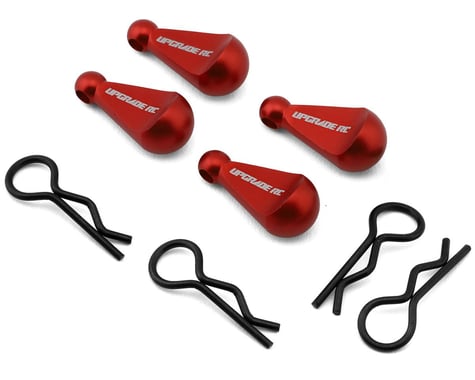 UpGrade RC 1/10 Body Clips with Aluminum Pull Handles (Red) (4)