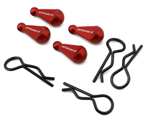 UpGrade RC 1/8 Body Clips with Aluminum Pull Handles (Red) (4)