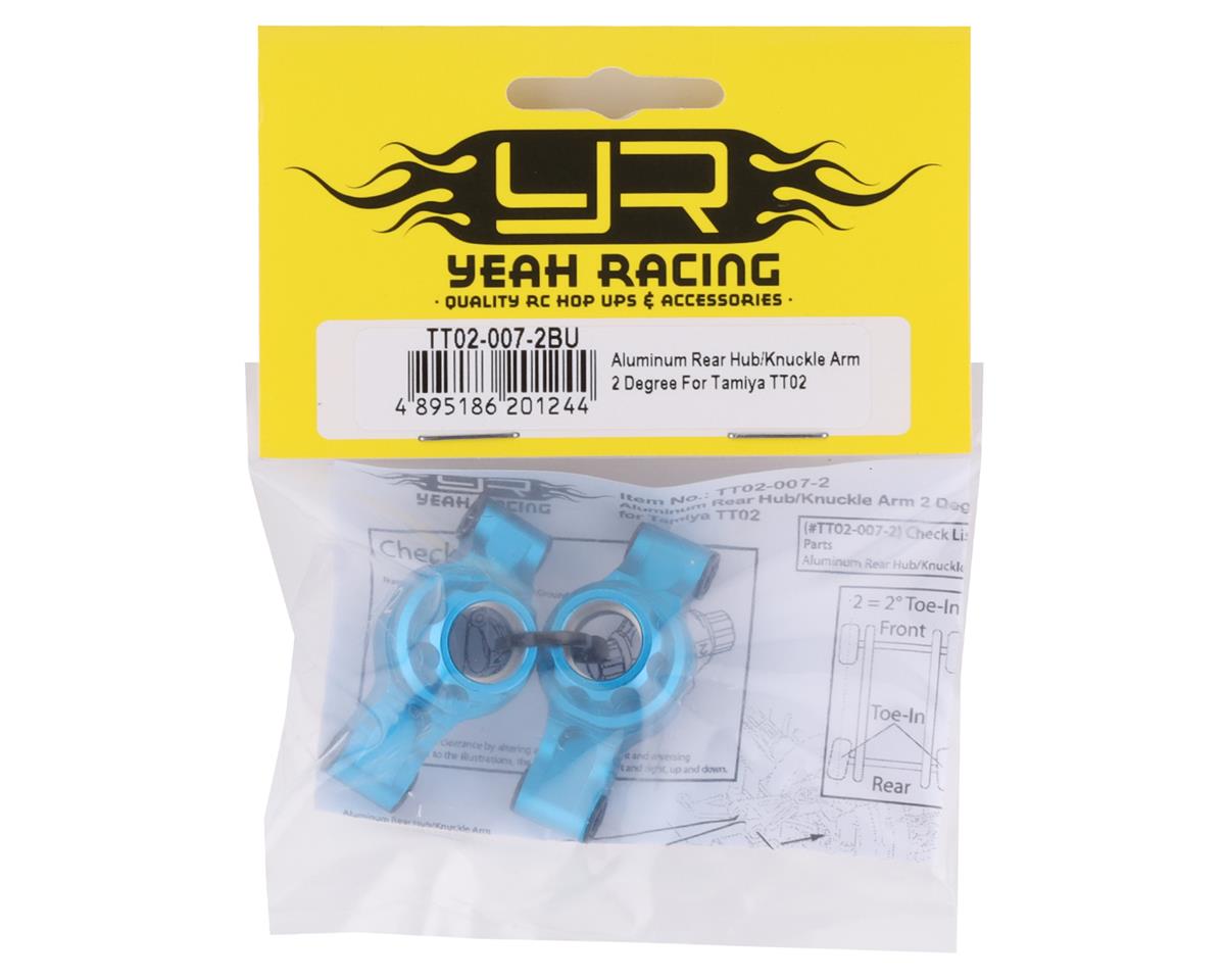 Yeah Racing Tamiya TT-02 Aluminum Rear Hubs (Blue) (2) (2° Toe-In)
