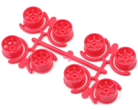 Yeah Racing Mini-Z AWD 11mm 5-Spoke Wide Rims Set (Florescent Pink) (0mm/+1mm/+2mm/+3mm)